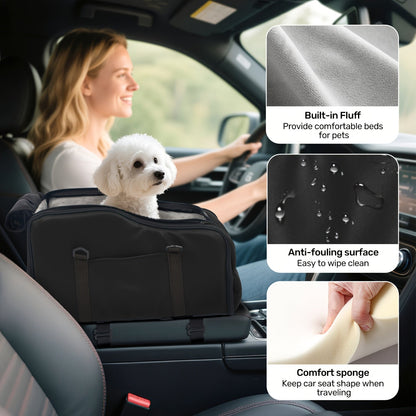 Siège auto rehausseur pour animaux avec harnais de sécurité – Coussin de transport pour chiens et chats pour console centrale, lit de voyage portable, construction robuste facile à nettoyer, plusieurs coloris