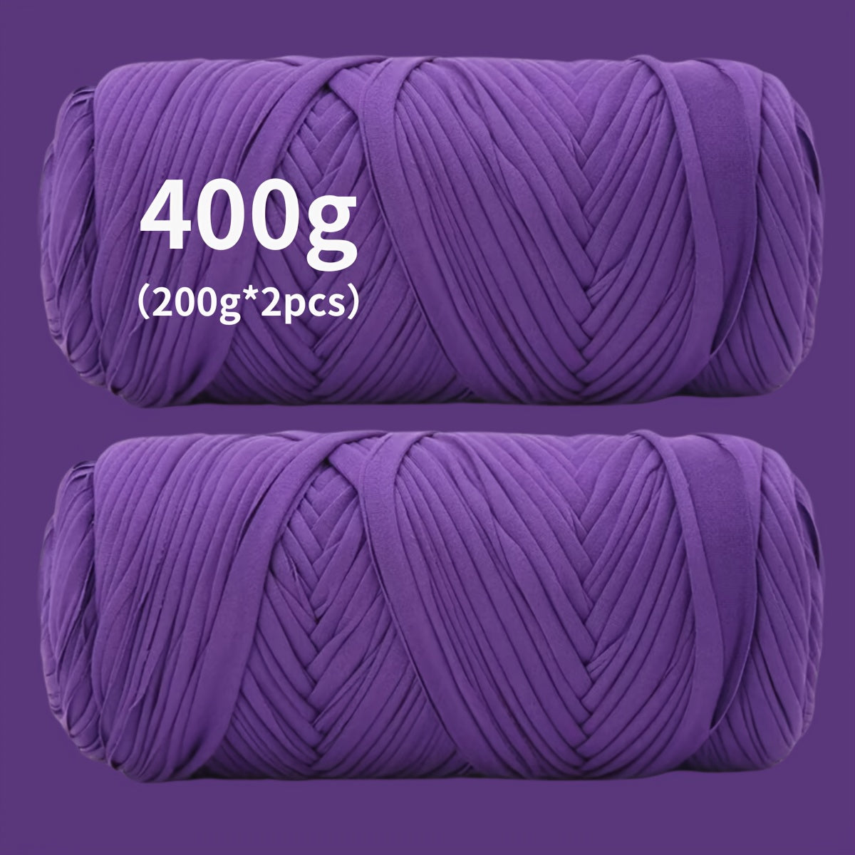 Fil de coton pour t-shirt 400 g (2 x 200 g) mélange de coton épais en 49 couleurs – Fil épais et doux pour paniers au crochet, sacs, tapis, projets de macramé et tricot – Fil de loisirs créatifs idéal pour les débutants