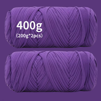 Fil de coton pour t-shirt 400 g (2 x 200 g) mélange de coton épais en 49 couleurs – Fil épais et doux pour paniers au crochet, sacs, tapis, projets de macramé et tricot – Fil de loisirs créatifs idéal pour les débutants