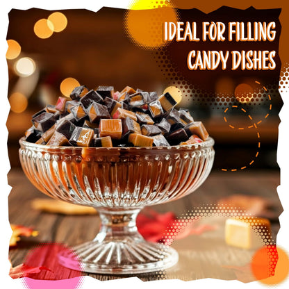 Sachet en vrac de 3 livres de bonbons fourrés aux cubes de caramel – ~220 unités emballées individuellement, parfums assortis : fraise, chocolat, orange, vanille et menthe, idéal pour les coupelles à bonbons, les cadeaux et la pâtisserie