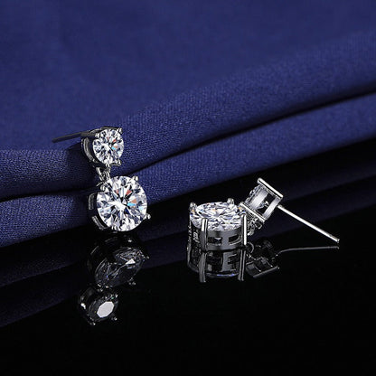 Boucles d'oreilles clous en mo issanite de 5 carats pour femme – Boucles d'oreilles pendantes en argent sterling 925, bijou de luxe brillant, cadeau idéal pour Noël, la Saint-Valentin et les occasions spéciales