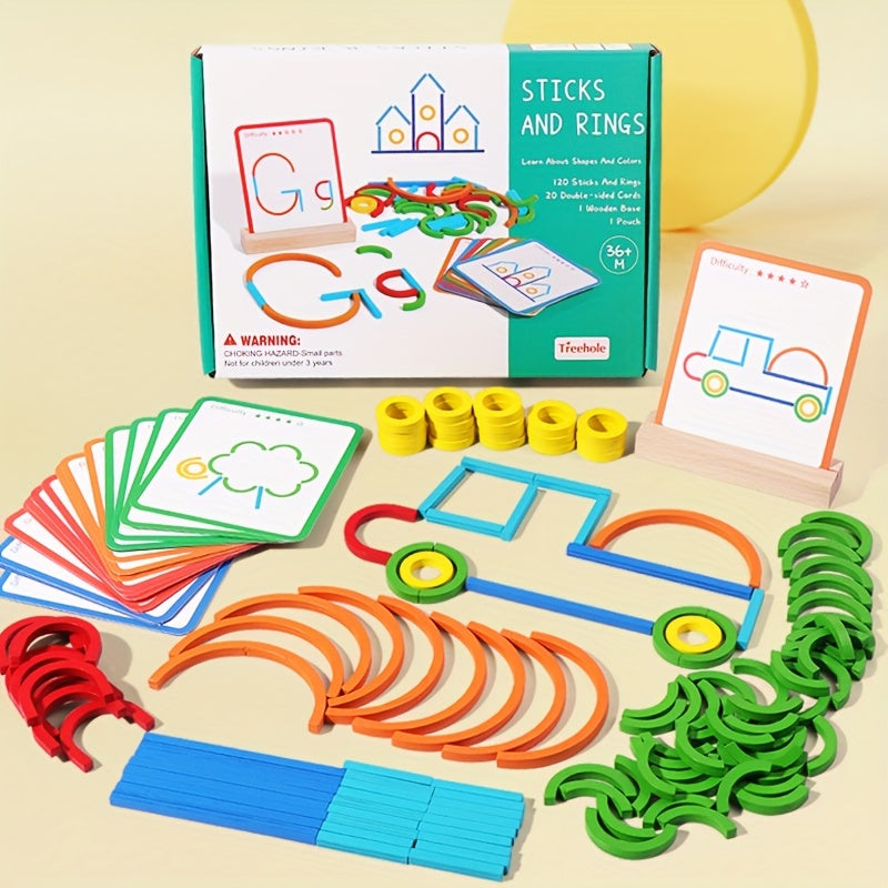 Jouet à tiges et perles pour la motricité fine et la reconnaissance des couleurs, trieur de formes créatif pour l'éveil, activité éducative Montessori pour la maternelle, cadeau idéal pour filles et garçons de 2 à 5 ans