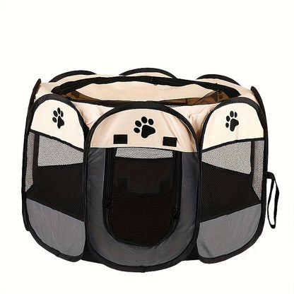 Enclos pliable octogonal pour animaux, niche toutes saisons et lit pour chat – Cage pour chiens et chats en tissu Oxford résistant aux rayures, parc portable pliable pour intérieur, extérieur, camping et voyage