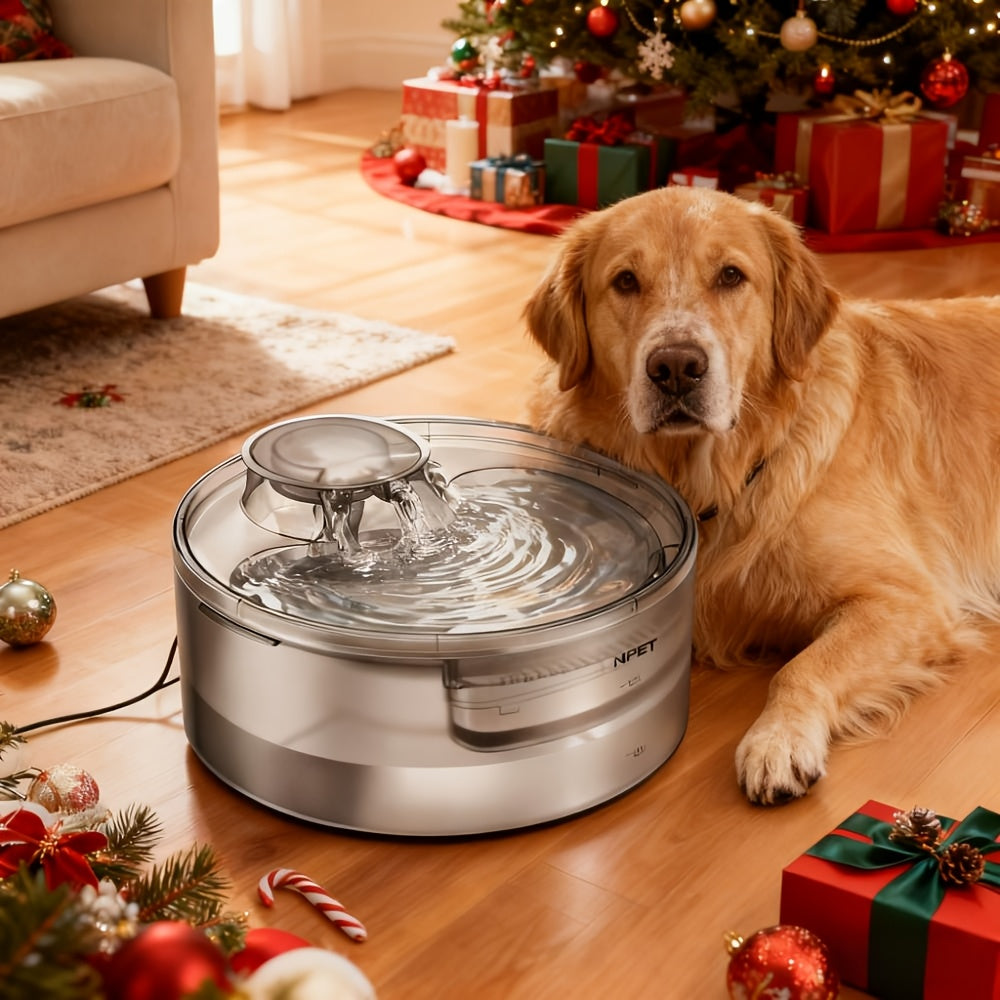 Fontaine à eau automatique pour chien, distributeur d'eau pour animaux de compagnie grande capacité de 4,9 litres avec protection anti-éclaboussures, kit de nettoyage et USB basse tension pour chiens, chats et foyers multi-animaux