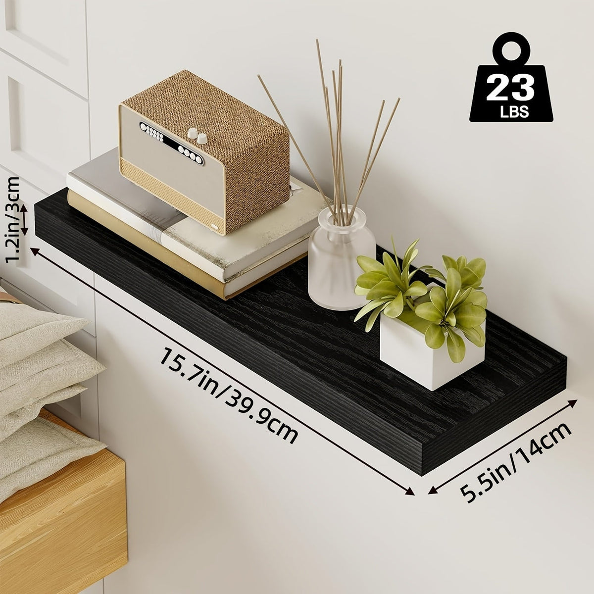 Étagères murales flottantes en bois, lot de 2/4/6, 15,7, 19,7, 22 pouces, étagères murales pour salon, cuisine, salle de bain, chambre, supportant 13,6 kg, noyer, marron, blanc, noir, gris, décoration et rangement maison