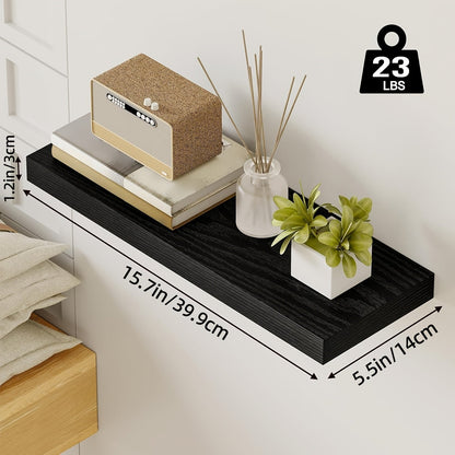 Étagères murales flottantes en bois, lot de 2/4/6, 15,7, 19,7, 22 pouces, étagères murales pour salon, cuisine, salle de bain, chambre, supportant 13,6 kg, noyer, marron, blanc, noir, gris, décoration et rangement maison