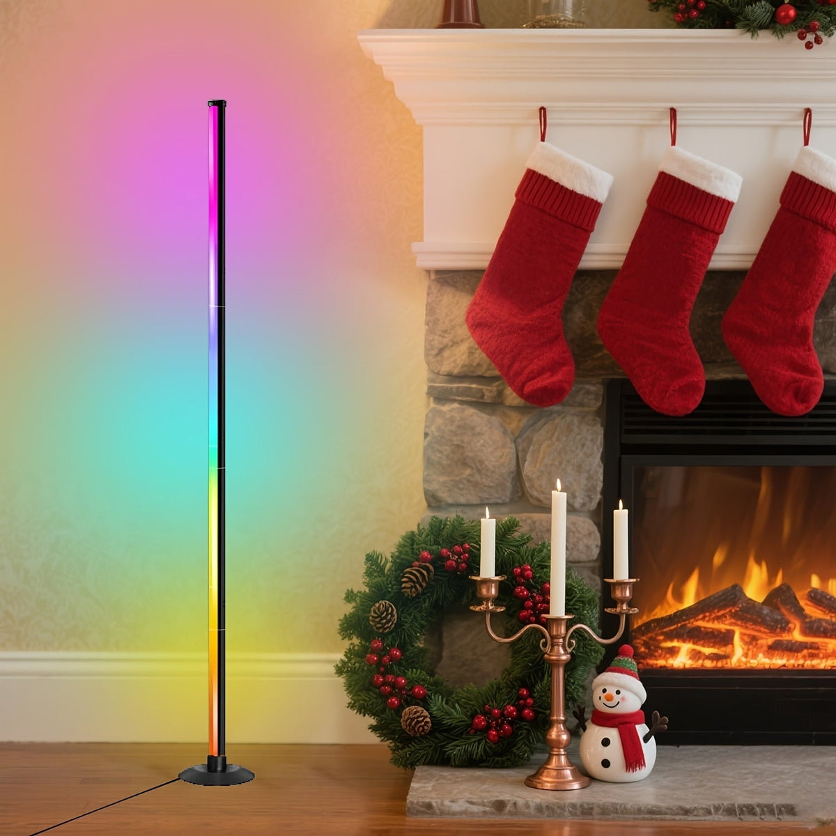 Lampadaire LED intelligent RGBIC avec application et télécommande, éclairage d'ambiance à changement de couleur pour salon, chambre, salle de jeux, bureau, décoration intérieure, cadeau d'anniversaire ou de Noël