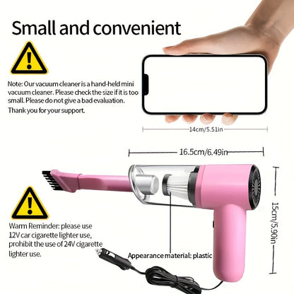 Mini aspirateur de voiture portable rose, forte aspiration, nettoyage humide et sec pour poils d'animaux, multifonctionnel, sans fil, design mignon pour femmes et filles