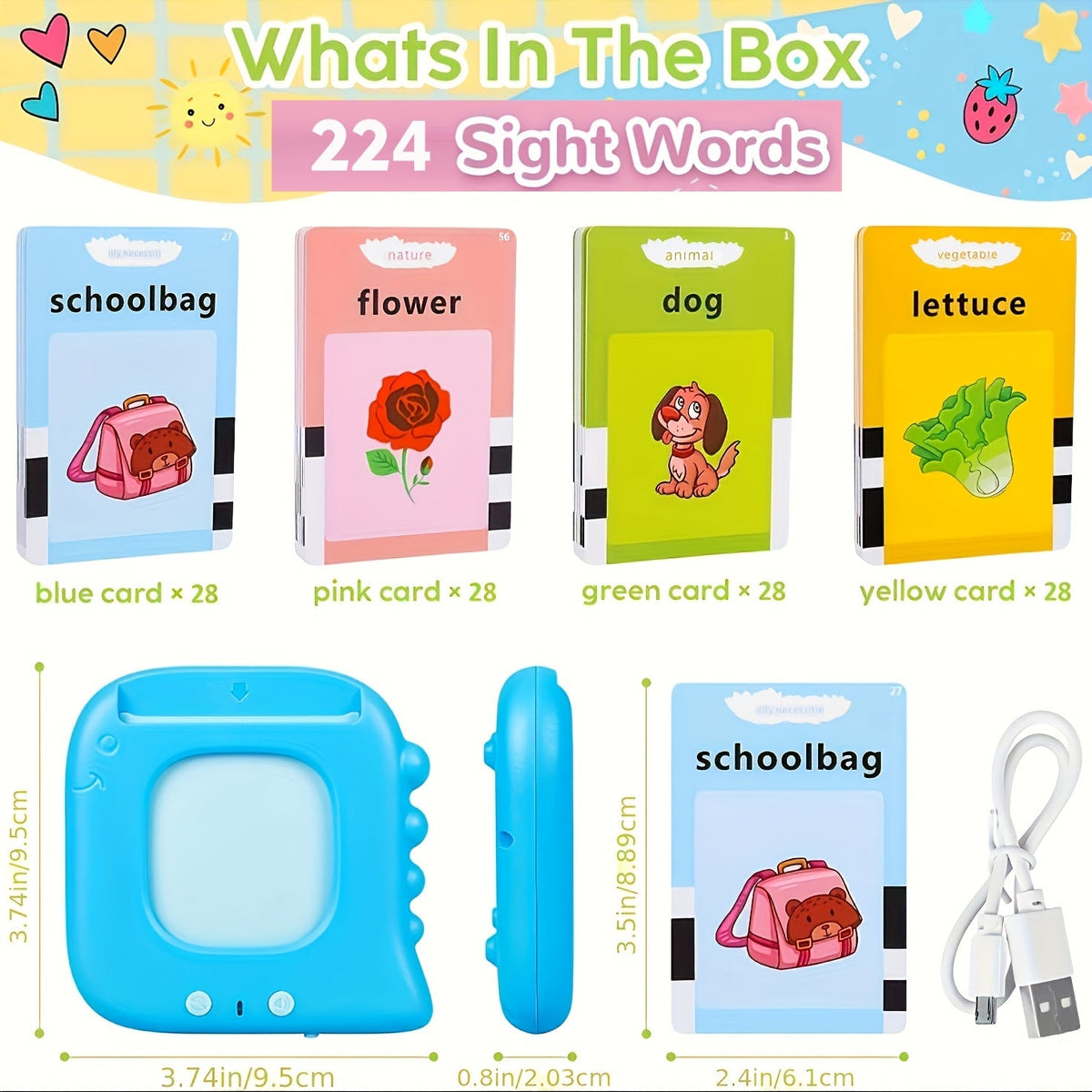 Cartes flash parlantes pour enfants d'âge préscolaire de 3 à 6 ans – Appareil d'apprentissage des langues de 224 à 510 mots, jouet éducatif sensoriel d'orthophonie pour autisme, garçons et filles, bleu, vert, rose