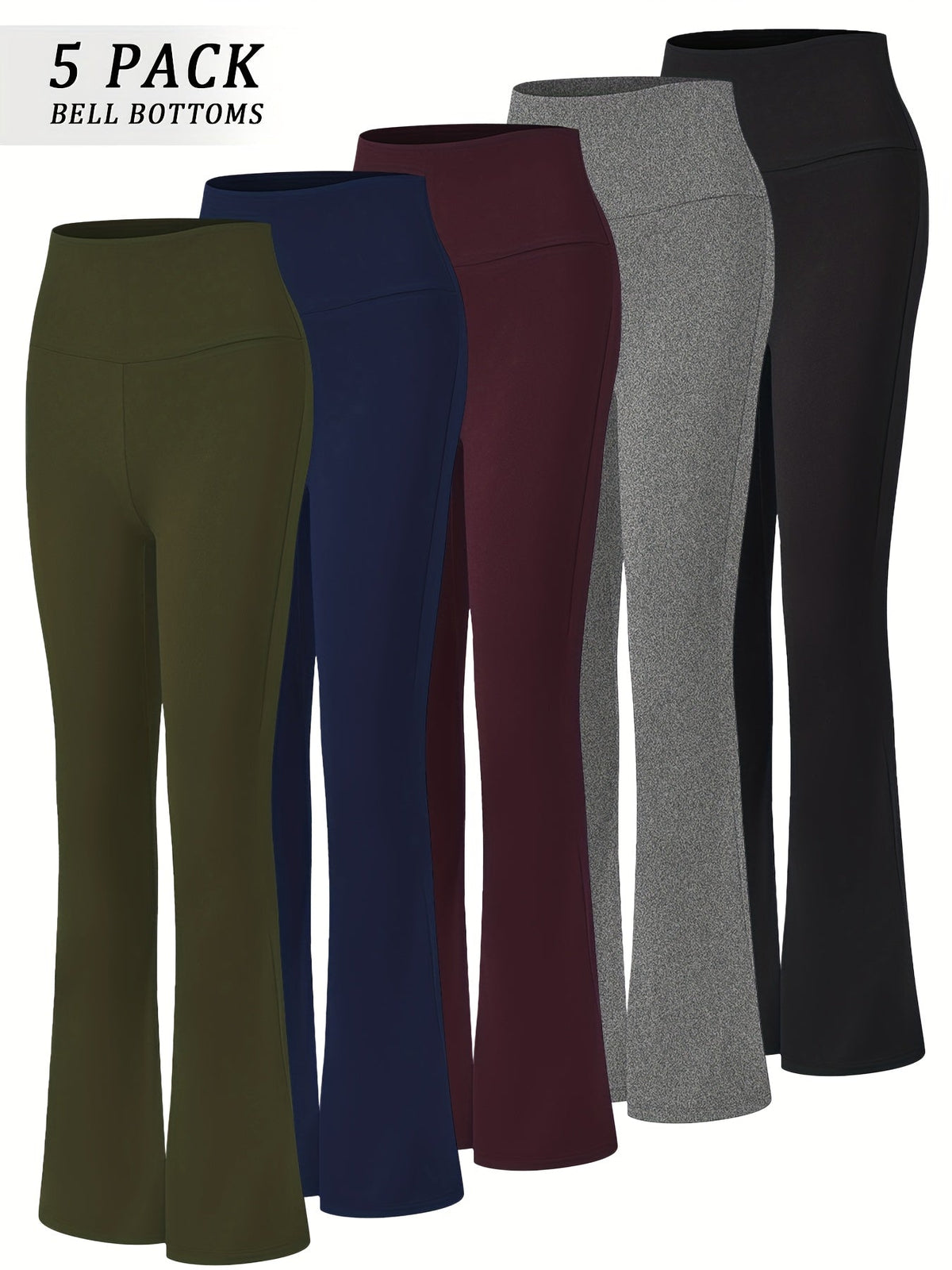Lot de 5 pantalons de yoga taille haute évasés pour femmes, leggings gainants coupe bootcut, extensibles et doux, pour yoga, sport, danse, pilates, toutes saisons, tailles S-XXL