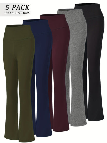 Lot de 5 pantalons de yoga taille haute évasés pour femmes, leggings gainants coupe bootcut, extensibles et doux, pour yoga, sport, danse, pilates, toutes saisons, tailles S-XXL