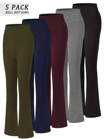 Lot de 5 pantalons de yoga taille haute évasés pour femmes, leggings gainants coupe bootcut, extensibles et doux, pour yoga, sport, danse, pilates, toutes saisons, tailles S-XXL