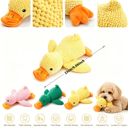Jouet en peluche couineur en forme de canard pour chien, 23 cm - Animal en peluche interactif à mâcher pour chiens et chats, 3 couleurs, jouet sonore résistant aux morsures pour toutes les races, peluche douce et mignonne pour le jeu et le confort