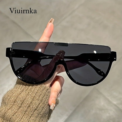 Lunettes de soleil semi-circulaires surdimensionnées pour hommes et femmes – Protection UV, verres anti-reflets, 5 couleurs – Lunettes unisexes tendance pour les voyages, la plage et le quotidien
