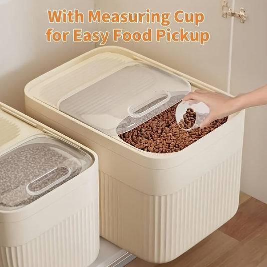 Conteneur de stockage pour nourriture pour animaux avec tasse à mesurer – Réservoir hermétique pour aliments secs avec fenêtre ouvrable et conception anti-fuite pour chiens, chats et petits animaux, ensemble de 2 pièces