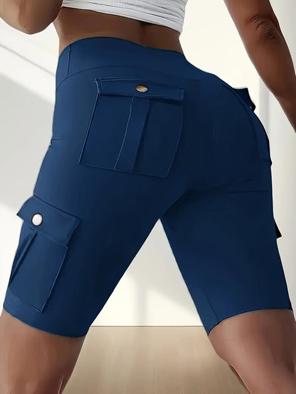 Shorts de yoga taille haute pour femme avec poches – Shorts de sport extensibles et doux, couleur unie, pour le yoga, la gym et la course, coupe flatteuse, vêtements de sport pour le printemps, l'été et l'automne