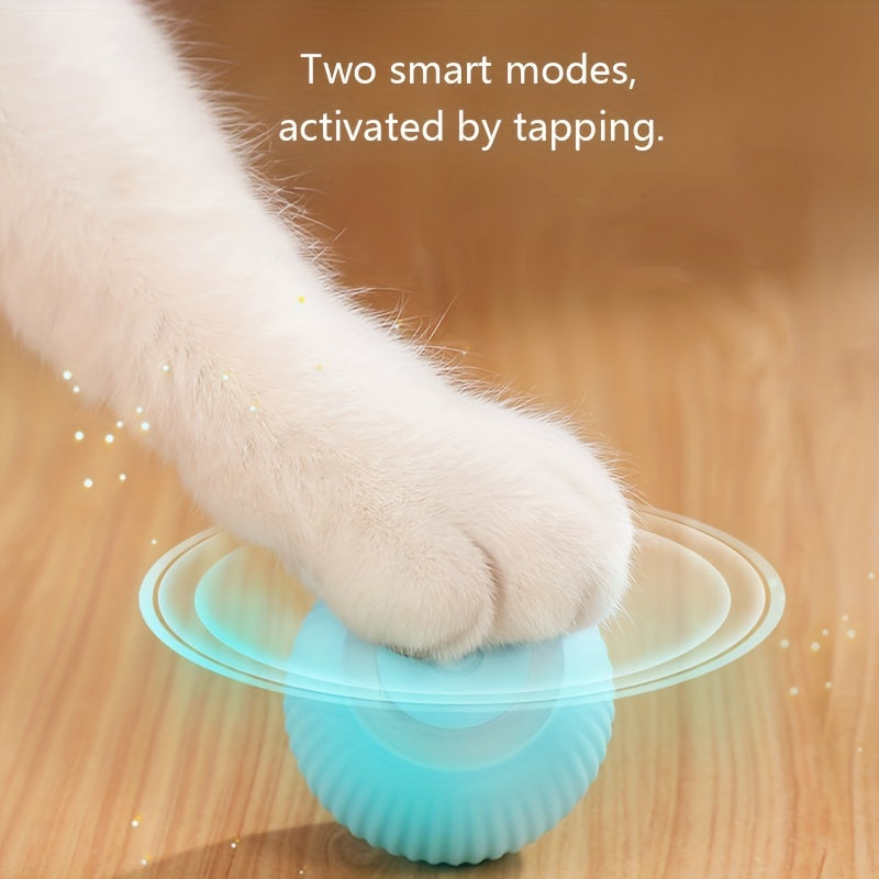 Jouet balle automatique électrique pour chat avec plumeau - Balle interactive intelligente à roulement automatique pour divertir le chat et soulager l'ennui, jouet d'exercice pour chaton d'intérieur, accessoire pour chat à roulement automatique