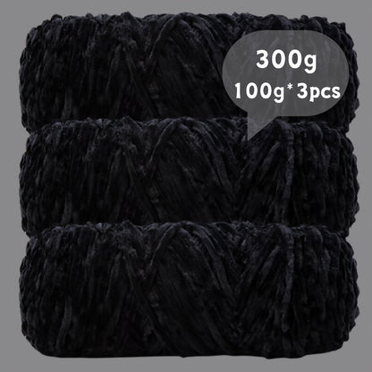Fil chenille velours, lot de 3 pelotes de 300 g (3 x 100 g), laine douce et épaisse pour tricot et crochet, 47 couleurs, idéal pour débutants, artisanat de luxe pour pulls, écharpes, bonnets, poupées, sacs, amigurumi et projets DIY
