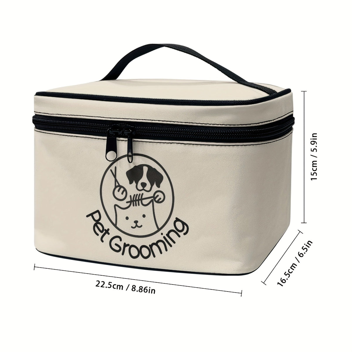 Sac de rangement pour accessoires de toilettage pour chiens et chats – Organisateur portable avec poignée et double fermeture éclair, trousse de toilettage pour animaux de voyage, cadeau idéal pour les amoureux des animaux