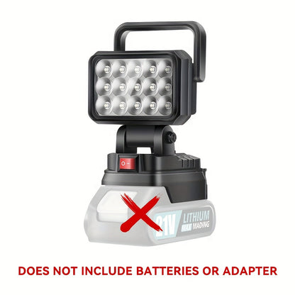 Lampe de travail LED compatible avec batterie Makita 21V – Lanterne de camping portative haute luminosité, étanchéité IP4X, protection intelligente de la batterie, lampe d'urgence pour coupure de courant, ouragan et randonnée, Noir Jaune Bleu