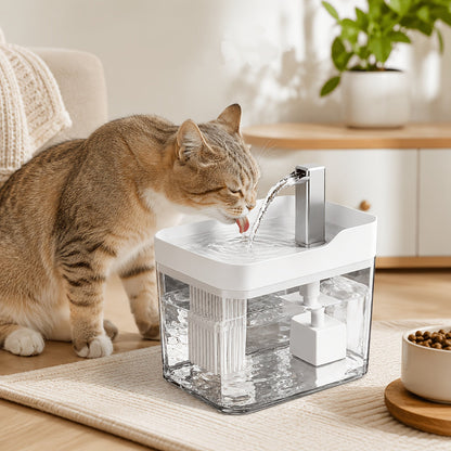 Fontaine à eau automatique pour animaux, abreuvoir à recirculation pour chats et chiens, ultra-silencieux, alimenté par USB, niveau d'eau visible, facile à nettoyer, aucune pile requise