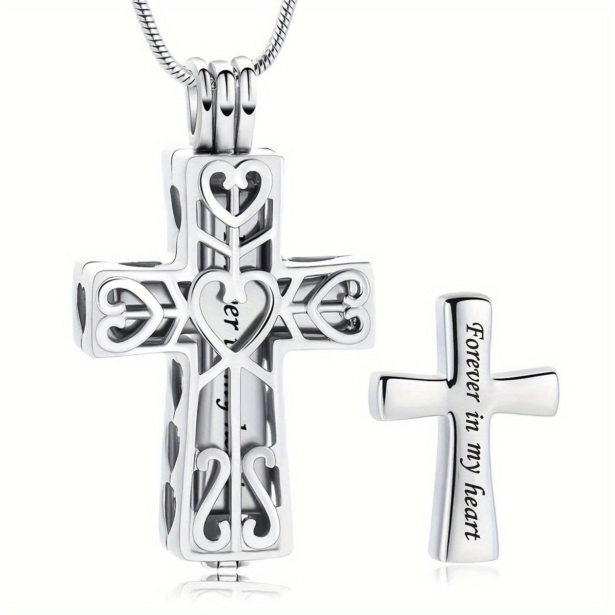 Collier urne funéraire en forme de croix pour cendres - Pendentif commémoratif en acier inoxydable, bijou cinéraire souvenir pour cendres humaines ou d'animaux, cadeau de condoléances pour la perte d'un être cher, père, mère ou animal de compagnie