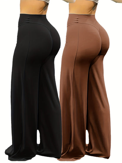 Pantalon de yoga large à taille haute, hautement élastique et offrant une couvrance totale - Legging évasé grande taille pour le sport, le fitness, l'entraînement et le quotidien, toutes saisons, S-XL