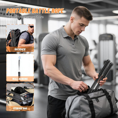 Ensemble de 2 cordes de combat sans fil pour gym à domicile, renforcement des bras, cardio, entraînement musculaire, exercice à faible impact, équipement de fitness pour hommes et femmes