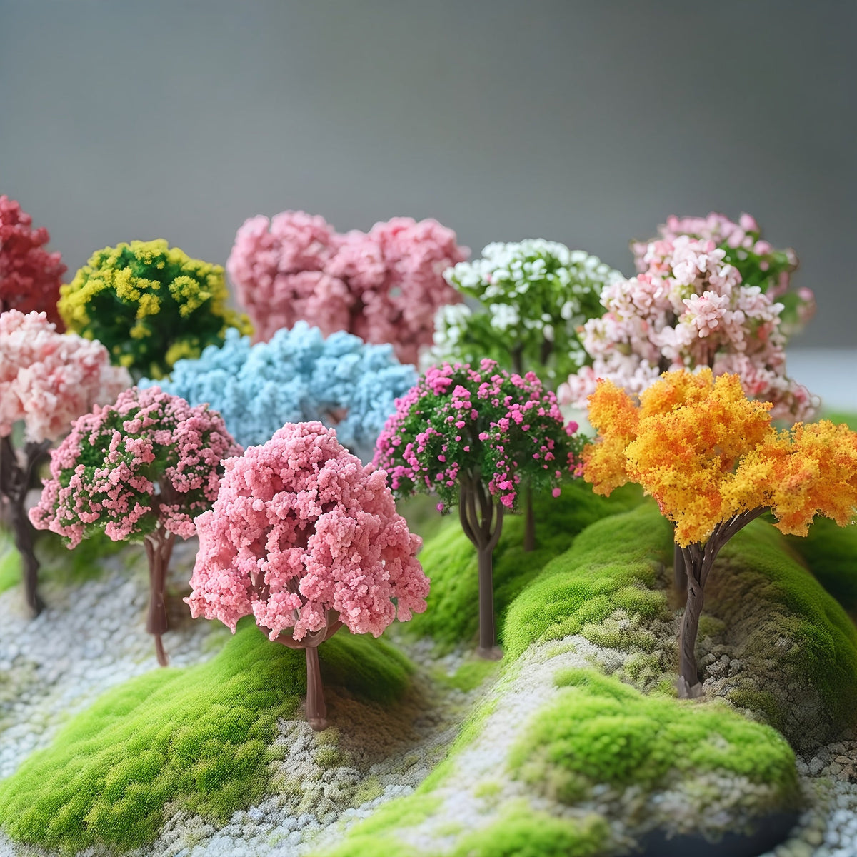 Lot de 6 arbres miniatures pour micro-paysage - Ornements d'arbres artificiels en PVC, couleurs et styles aléatoires, pour aquariums, jardins, terrariums et décorations de récipients en verre