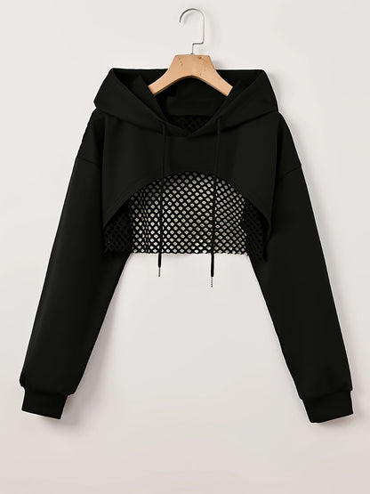 Sweat à capuche en maille pour femme, style urbain américain uni, veste tendance style « sweet spicy », noir, blanc, XS S M L XL XXL