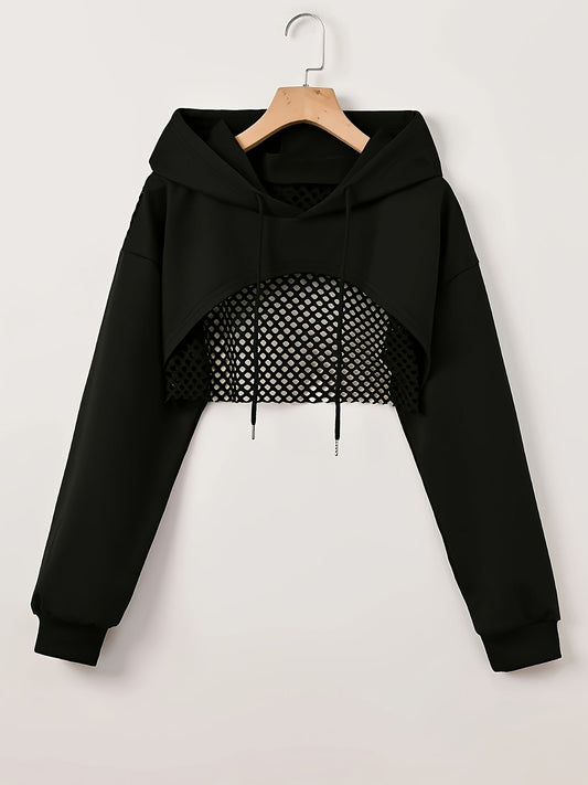 Sweat à capuche en maille pour femme, style urbain américain uni, veste tendance style « sweet spicy », noir, blanc, XS S M L XL XXL