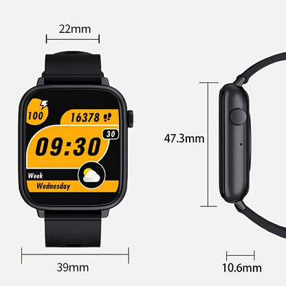 Montre intelligente pour hommes et femmes, étanche IP68, écran tactile complet de 1,83 pouce – Appels et messages sans fil, podomètre, suivi de fitness, compatible iPhone et Android, 6 options de couleur