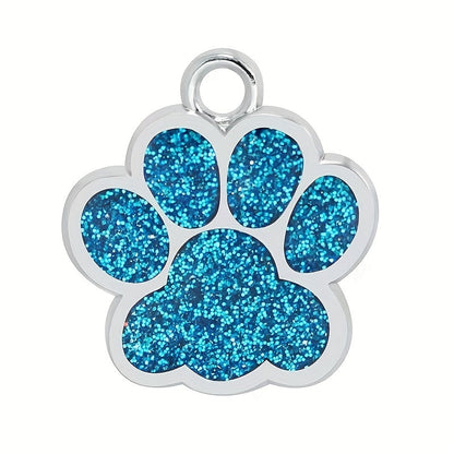 Plaque d'identification pour chien gravée au laser sur mesure - Médaille personnalisée avec motif de patte de chat, durable et résistante à la décoloration pour chiens et chats, 7 options de couleurs (argent, noir, violet, rose, rouge, bleu, bleu lagon)