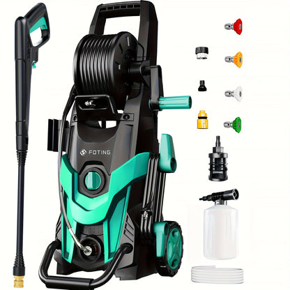 Nettoyeur haute pression électrique 4500 PSI 3,2 GPM – avec canon à mousse, 4 buses à connexion rapide, tuyau d'admission et filtre pour le nettoyage des voitures, clôtures, allées et de la maison