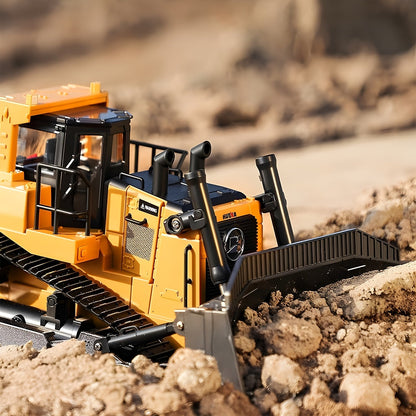 RC Bulldozer Remote Control Construction Vehicle 1:16 Scale 2.4GHz 11 Channel Front Loader Dozer Toy for Kids 8+ Outdoor Sand Climbing Truck Holiday Gift Yellow