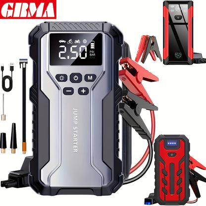 Démarreur de voiture portable 7-en-1 10000mAh – Batterie de secours multifonction avec lampe d'urgence LED pour moteurs essence (10 L) et diesel (9 L), kit d'outils d'urgence pour voiture