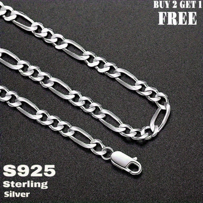 Collier chaîne Figaro en argent sterling 925 – 6 mm de large, 18 à 24 pouces, unisexe pour hommes et femmes, coffret cadeau inclus – Chaîne en argent classique pour un usage quotidien et offrir en cadeau