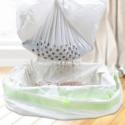 Sacs à litière avec poignées coulissantes – Doublures en plastique jetables, robustes et résistantes aux déchirures pour un nettoyage facile et sans odeur, pour foyers avec un ou plusieurs chats