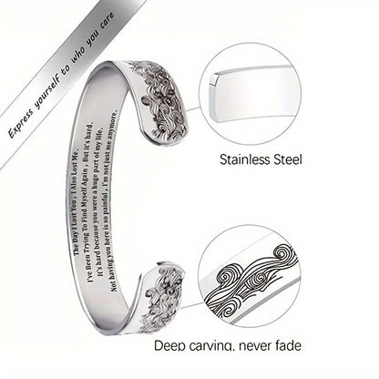 Bracelet jonc ouvert réglable en mémoire d'un animal de compagnie pour les amoureux des animaux – Bijou commémoratif style vintage, bracelet argenté en forme de C, cadeau attentionné de sympathie et d'anniversaire pour la perte d'un animal