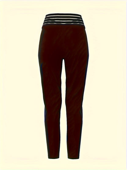 Women's High-Waisted Pencil Pants with Fabric Belt Solid Color 9/10 Length Ankle Trousers - Slim Fit Work Office Casual Pants for Spring Fall All Seasons