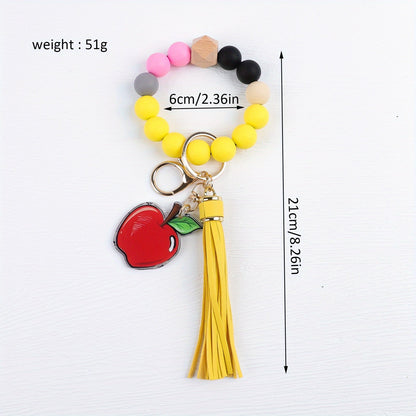 Ensemble cadeau de 4 porte-clés à perles pour enseignant – Porte-clés artisanaux avec breloques crayon, pomme, carnet et mot « TEACH », fermoir mousqueton, cadeau pour la fête des enseignants, remise de diplôme ou rentrée scolaire, pendentif pour sac