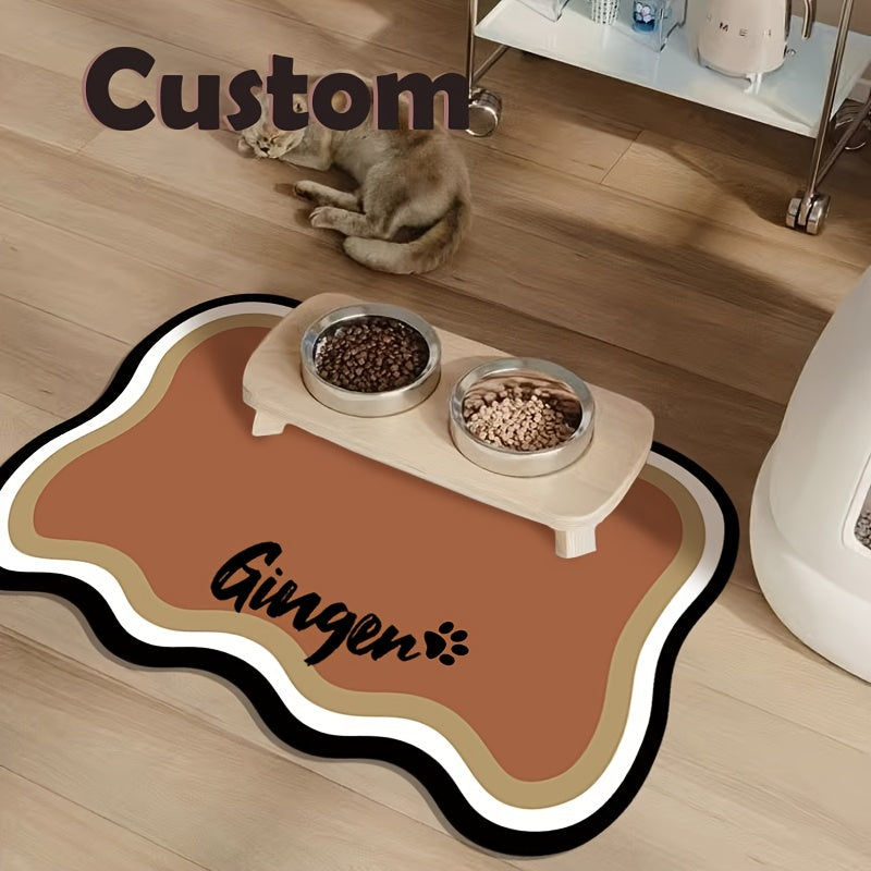 Tapis de nourriture pour animaux personnalisé avec nom – Tapis de gamelle antidérapant et étanche pour chiens et chats – Tapis élégant et imperméable, cadeau personnalisé idéal pour les propriétaires d'animaux
