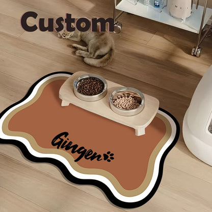 Tapis de nourriture pour animaux personnalisé avec nom – Tapis de gamelle antidérapant et étanche pour chiens et chats – Tapis élégant et imperméable, cadeau personnalisé idéal pour les propriétaires d'animaux