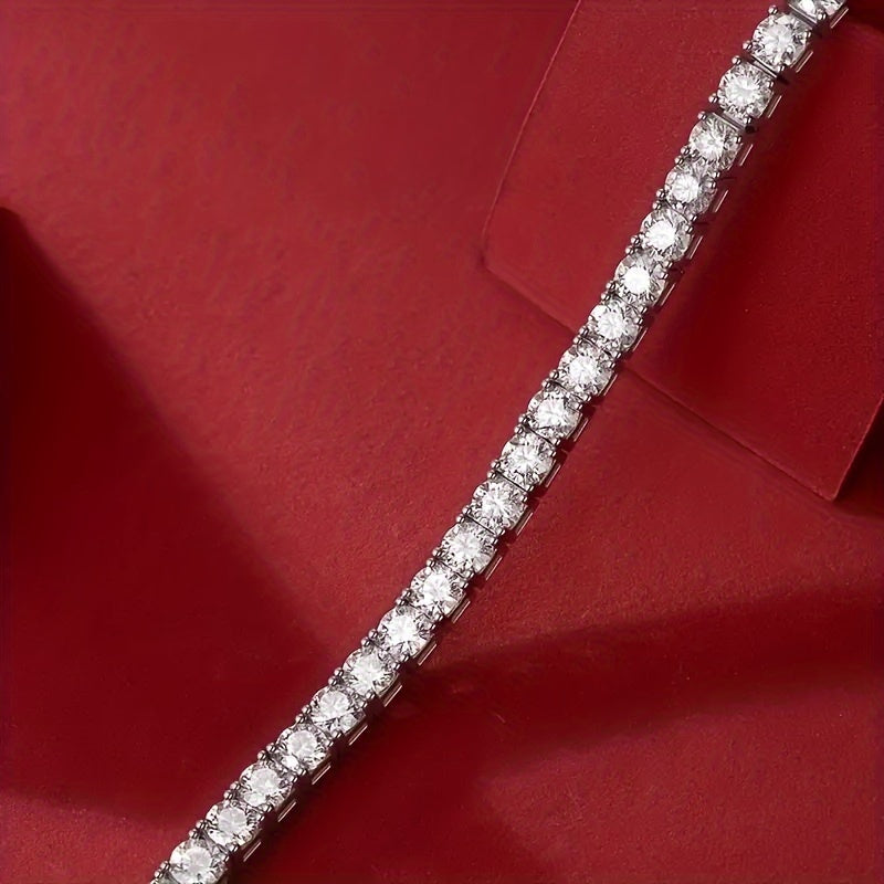 Bracelet tennis en argent sterling 925 et moissanite pour femmes et hommes – Bracelet hip-hop de luxe style zircon cubique, tailles 15 à 23 cm, cadeau d'anniversaire ou de mariage
