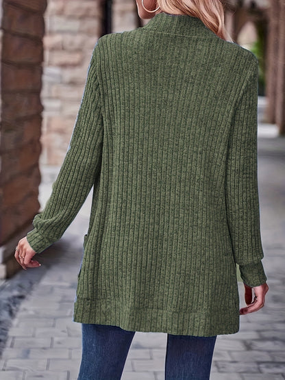Women's Loose Casual Long Sleeve Blouse Solid Color Pocket Splicing Relaxed Fit Top 10 Colors S-XXL Spring Fall Everyday Wear