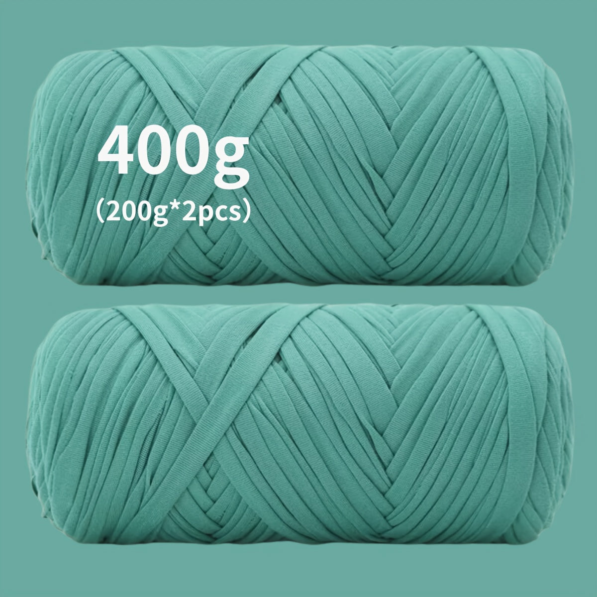 Fil de coton pour t-shirt 400 g (2 x 200 g) mélange de coton épais en 49 couleurs – Fil épais et doux pour paniers au crochet, sacs, tapis, projets de macramé et tricot – Fil de loisirs créatifs idéal pour les débutants