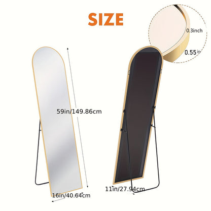 Miroir sur pied arqué – Miroir pleine longueur autoportant, inclinable ou mural, design moderne et épuré pour le salon, la chambre, le dressing ou la décoration intérieure