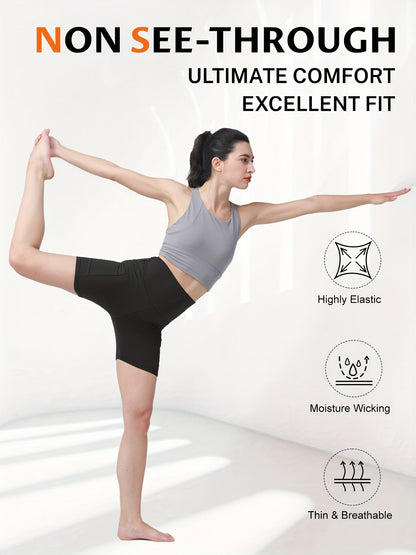 Women's Butt Lifting Yoga Shorts High Waist – Tummy Control Workout Shorts for Gym Fitness Running Cycling – Anti-Chafing Sports Shorts with Inner Safety Lining, Sizes S-XXL