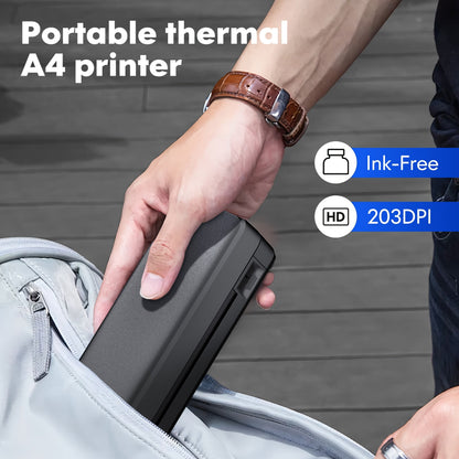 Imprimante thermique portable sans encre sans fil – D810B A4 & US Letter 8,5x11, 200 feuilles par charge, compatible iPhone, Android & ordinateur portable, pour bureau à domicile, école & voyage, inclut 20 feuilles