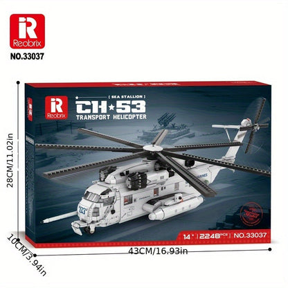 Kit de construction de modèle d'hélicoptère, jouet d'avion militaire de collection avancé pour adultes et adolescents 14+, ensemble d'assemblage de briques ABS, cadeau STEM pour décoration de maison ou de bureau